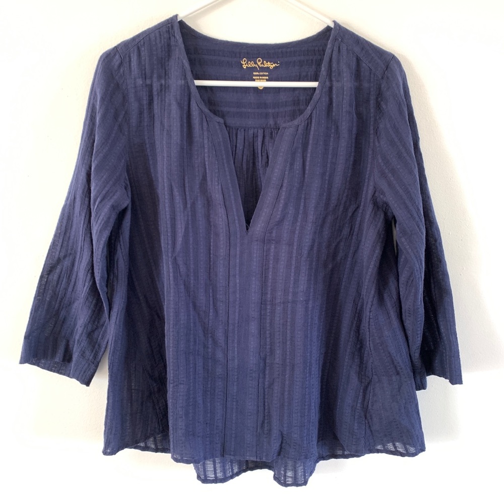Lilly Pulitzer blue v neck 3/4 sleeve top size S